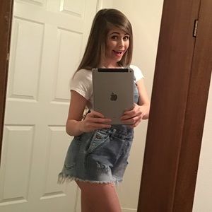 Denim mini short overalls